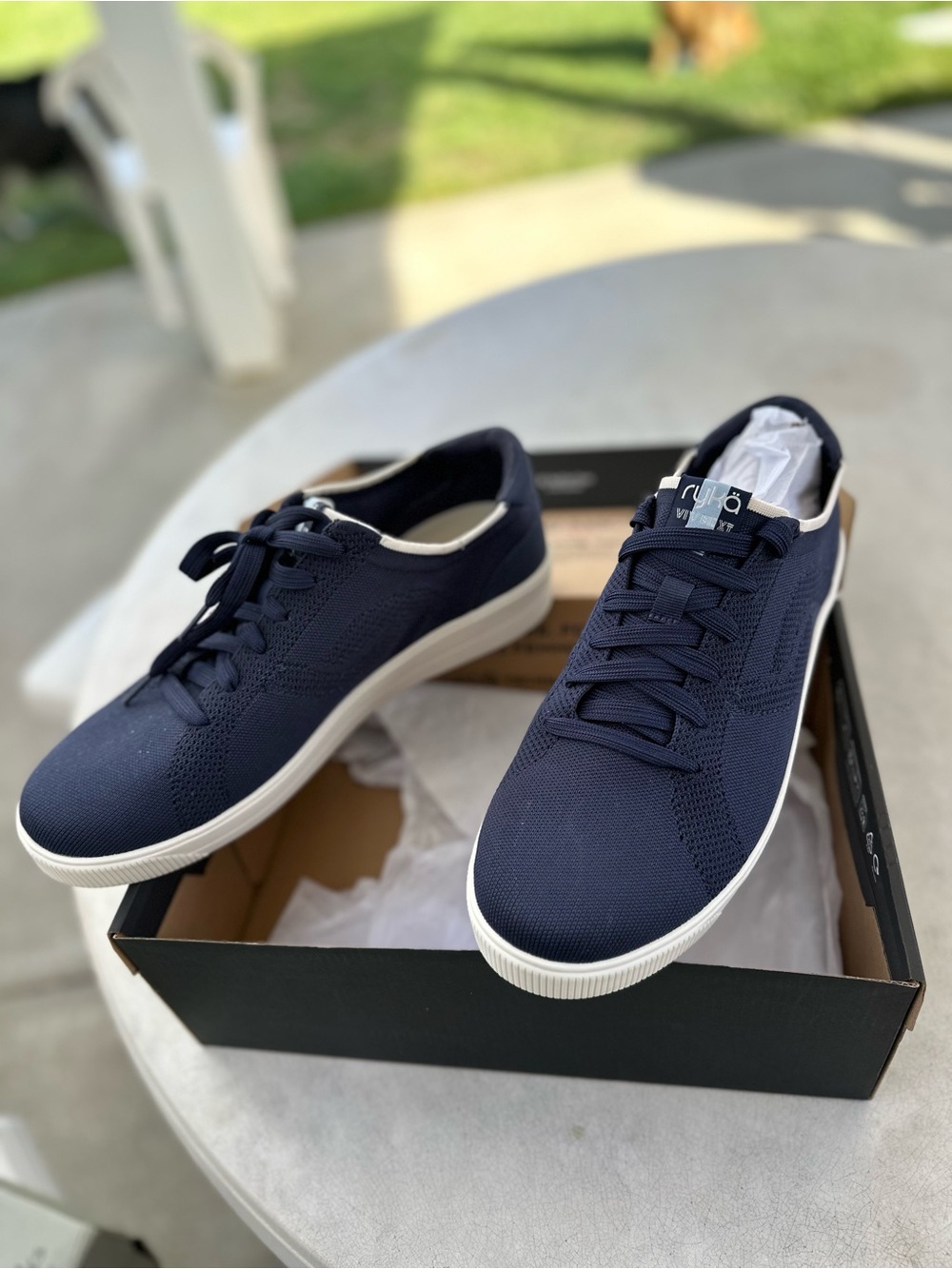 Ryka Navy Knit Athletic Sneakers with White Sole wide*